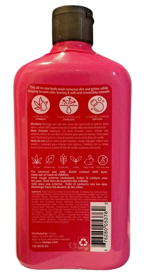 Hempz Limited Edition Herbal Body Wash 17fl oz Sugared Banana & Vanilla Blossom