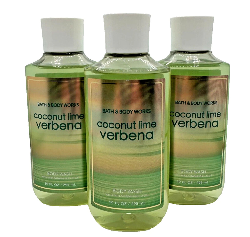 NEW Bath & Body Works Lot of 3 Coconut Lime Verbena Body Wash Shower Gel 10 oz