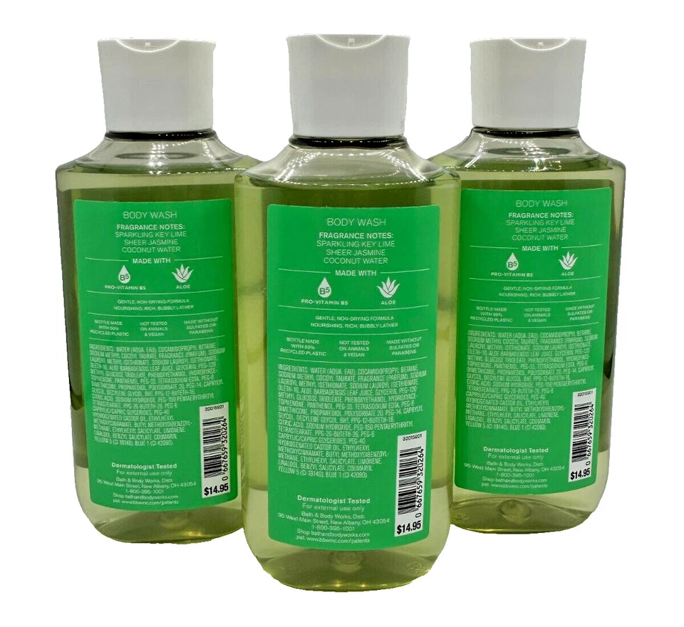 NEW Bath & Body Works Lot of 3 Coconut Lime Verbena Body Wash Shower Gel 10 oz