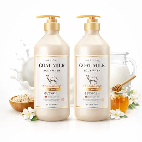 (2-Pk) SHOWER MATE Nourishing Calming NATURAL GOAT MILK BODY WASH ~ MANUKA HONEY